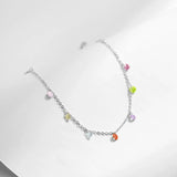 Colorful Zircon Bracelet 925 Silver Link Chain Women's Jewelry