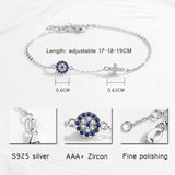 925 Silver Hamsa Evil Eye Cross Bracelet Small Stone Fine Jewelry
