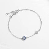 925 Silver Hamsa Evil Eye Cross Bracelet Small Stone Fine Jewelry