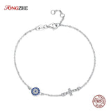 925 Silver Hamsa Evil Eye Cross Bracelet Small Stone Fine Jewelry