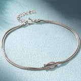 S925 Sterling Silver Couple Bracelet Double-Layered Chain Cross Snake Bone Chain