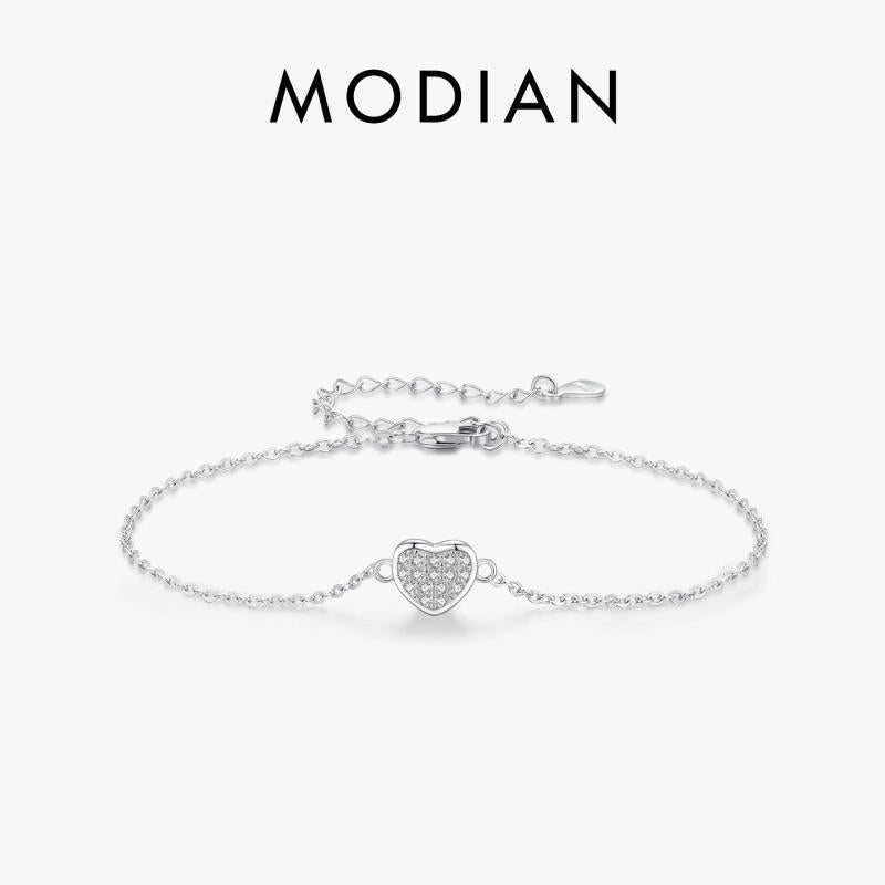 925 Silver Hearts Chain Bracelet Platinum Plated Women Jewelry