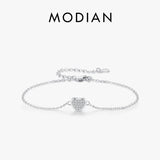 925 Silver Hearts Chain Bracelet Platinum Plated Women Jewelry