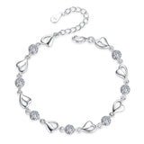 925 Silver Indian Jewelry Crystal Heart Bracelet