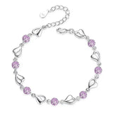 925 Silver Indian Jewelry Crystal Heart Bracelet