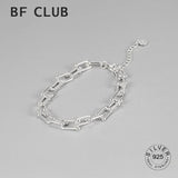 925 Sterling Silver Hiphop Thick Bracelet Vintage Hasp Birthday Gift