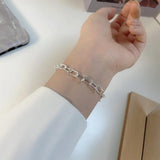925 Sterling Silver Hiphop Thick Bracelet Vintage Hasp Birthday Gift