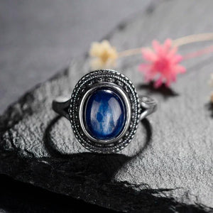 Silver Kyanite Gemstone Rings for Women Wedding Bands Vintage Fine Jewelry