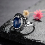 Silver Kyanite Gemstone Rings for Women Wedding Bands Vintage Fine Jewelry