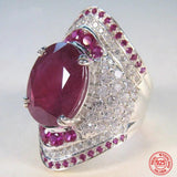 925 Silver Ruby Ring Zircon Finger Rings Jewelry