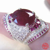 925 Silver Ruby Ring Zircon Finger Rings Jewelry