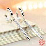925 Sterling Silver Long Rectangle Dangle Earrings For Wedding