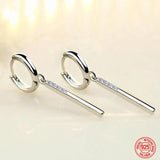 925 Sterling Silver Long Rectangle Dangle Earrings For Wedding