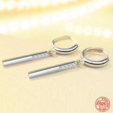 925 Sterling Silver Long Rectangle Dangle Earrings For Wedding