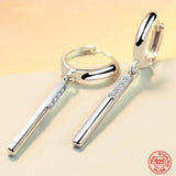 925 Sterling Silver Long Rectangle Dangle Earrings For Wedding
