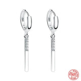 925 Sterling Silver Long Rectangle Dangle Earrings For Wedding