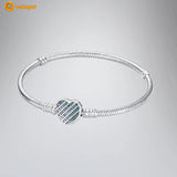 925 Silver Bracelet Zircon Pav Heart Clasp Snake Chain Women Charm Bracelet