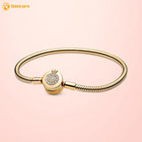 925 Silver Crown T-Bar Heart Closure Snake O Heart Chain Women Bracelet