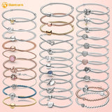 925 Silver Crown T-Bar Heart Closure Snake O Heart Chain Women Bracelet