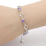 925 Silver Hearts Zircon Adjustable Chain Women's Bracelet