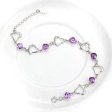 925 Silver Hearts Zircon Adjustable Chain Women's Bracelet