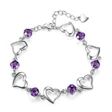 925 Silver Hearts Zircon Adjustable Chain Women's Bracelet