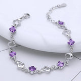 925 Silver Hearts Zircon Adjustable Chain Women's Bracelet