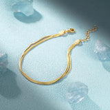 925 Silver Layered Bracelet 18k Snake Chain Fine Jewelry