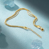925 Silver Layered Bracelet 18k Snake Chain Fine Jewelry