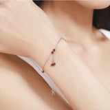 925 Silver Cross Chain Red Beads Bracelet for Women
