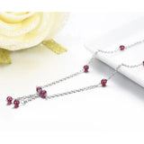 925 Silver Cross Chain Red Beads Bracelet for Women