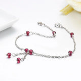 925 Silver Cross Chain Red Beads Bracelet for Women