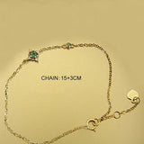 925 Sterling Silver 14K Plated Green Zircon Charm Bracelet for Women