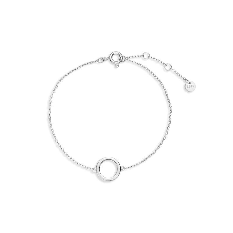 925 Sterling Silver Circle Pendant Bracelet for Women