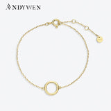 925 Sterling Silver Circle Pendant Bracelet for Women