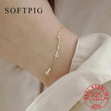Real 925 Silver Zircon Geometric 14K Gold Bracelet Women Hip-hop Jewelry