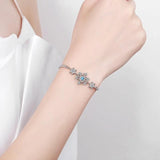 925 Silver CZ Snowflake Bracelet Adjust Chain Christmas Charm Hand Jewelry