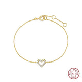 925 Sterling Silver Zircon Love Heart Chain Bracelet - Romantic Charm Bracelet