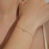 925 Sterling Silver Zircon Love Heart Chain Bracelet - Romantic Charm Bracelet