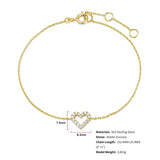925 Sterling Silver Zircon Love Heart Chain Bracelet - Romantic Charm Bracelet