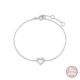925 Sterling Silver Zircon Love Heart Chain Bracelet - Romantic Charm Bracelet
