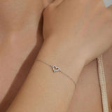 925 Sterling Silver Zircon Love Heart Chain Bracelet - Romantic Charm Bracelet