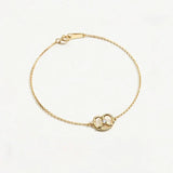 925 Silver Zircon Heart Charm Bracelet 14K Chain For Women