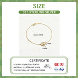 925 Silver Zircon Heart Charm Bracelet 14K Chain For Women