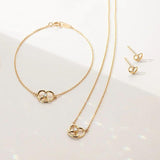 925 Silver Zircon Heart Charm Bracelet 14K Chain For Women