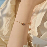 925 Silver Zircon Heart Charm Bracelet 14K Chain For Women