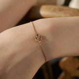 925 Silver Zircon Heart Charm Bracelet 14K Chain For Women