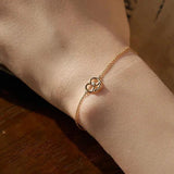 925 Silver Zircon Heart Charm Bracelet 14K Chain For Women