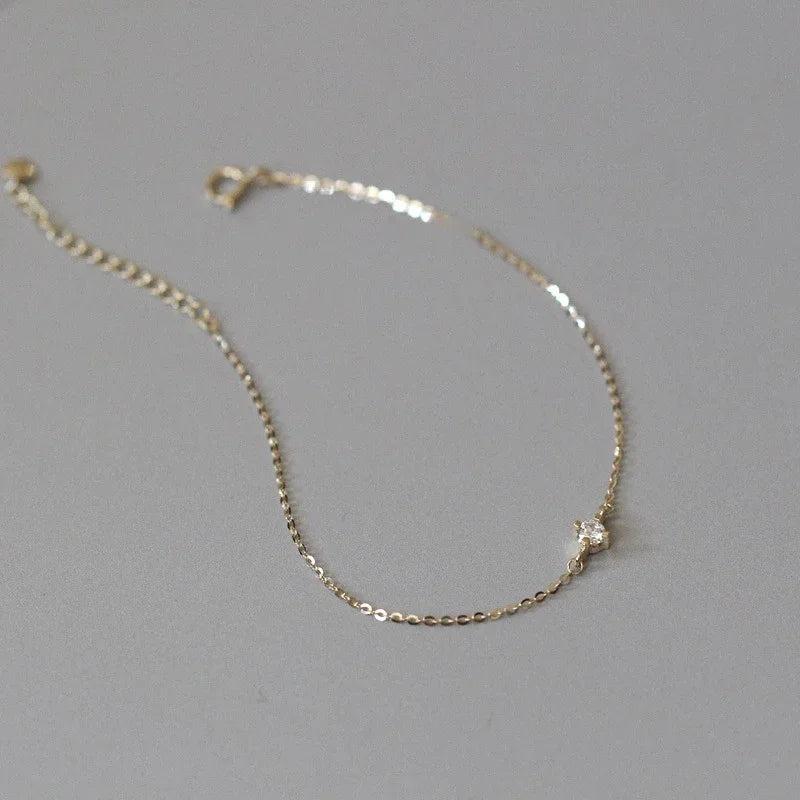 925 Silver Zircon Chain Bracelet Minimalist Jewelry