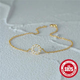 925 Silver Circle CZ Bracelet Women Xmas Party Jewelry